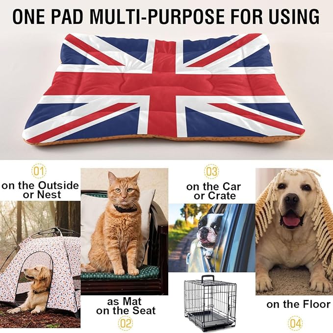 British Flag Pet Bed Pad Soft Dog Bed Mat with Anti-Slip Bottom