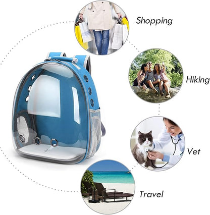 Cat Backpack,Pet Bubble Backpack Carrier with Cat Wand Feather Toy,Large Portable Ventilated Transparent Carry Backpack for Cat & Small Dog,Airline Approved Kitten Carrier Bag for Hiking Outdoor