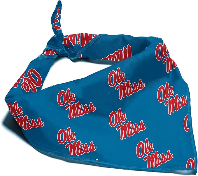 NCAA Officially Licensed Bandana for Dogs and Cats | Fits Pets Great Gift Idea | Easy-to-Tie (Large, Ole Miss Rebels)