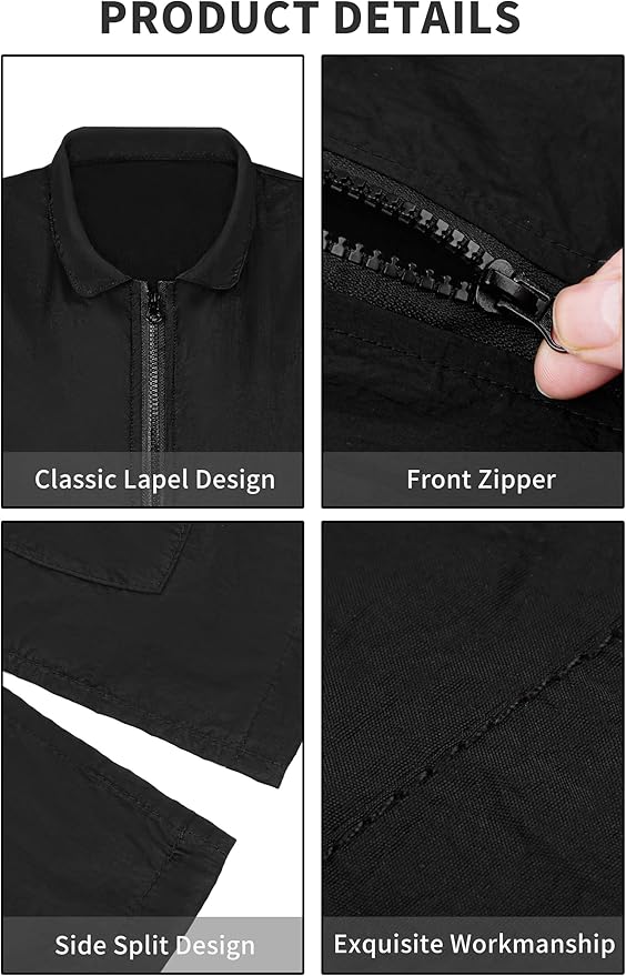 2 Pack Pet Grooming Work Clothes Water Resistant Pet Grooming Smock Workwear with Full Zipper Short Sleeves Pet Groomer Uniforms Black Pet Smock Clothes for Pet Shop Men Women