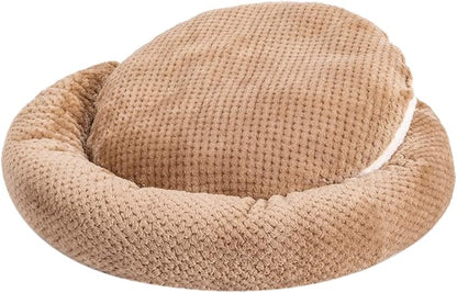 WONDER MIRACLE Fuzzy Deluxe Pet Beds, Super Plush Dog or Cat Beds Ideal for Dog Crates, Machine Wash & Dryer Friendly (24" x 24", Mocha)