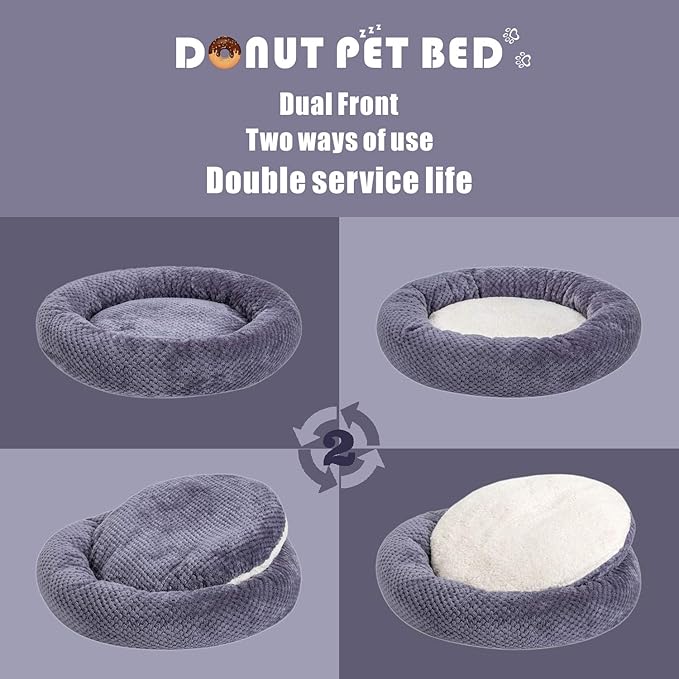 WONDER MIRACLE Fuzzy Deluxe Pet Beds, Super Plush Dog or Cat Beds Ideal for Dog Crates, Machine Wash & Dryer Friendly (24" x 24", Grape Purple)