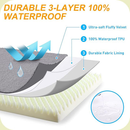 KSIIA Orthopedic Dog Bed Dog Crate Bed Waterproof Dog beds for Large Dogs Deluxe Plush Washable Dog Bed with Egg Crate Foam & Removable Cover 41 x 27 Inch,