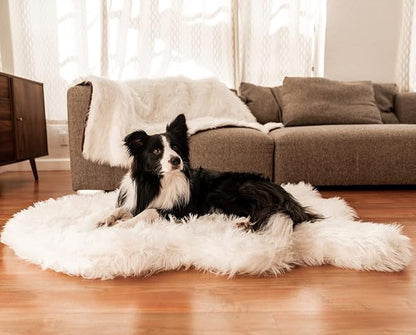 PupRug Orthopedic Dog Bed for Large Dogs with Fluffy Soft Faux Fur and Memory Foam for Joint Pain Relief