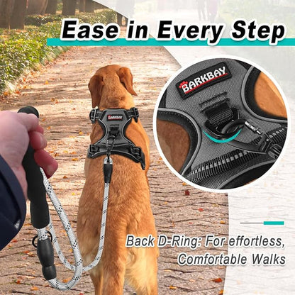 BARKBAY Dog Harness No Pull for Large Dogs - Adjustable, Reflective, Comfortable, No Choke, Heavy-Duty - Perfect for Outdoor Training, Walking, and Hiking - Strong & Durable - XL & Dark Grey