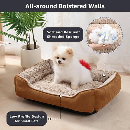 Dog Beds for Small Dogs 24"x18",Brown