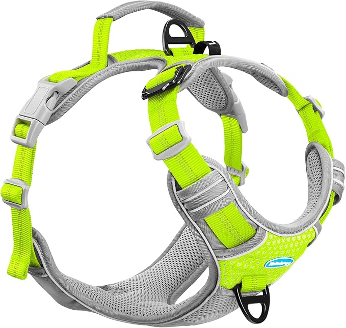 ThinkPet No Pull Harness Breathable Sport Harness with Handle-Dog Harnesses Reflective Adjustable for Medium Large Dogs Large Green