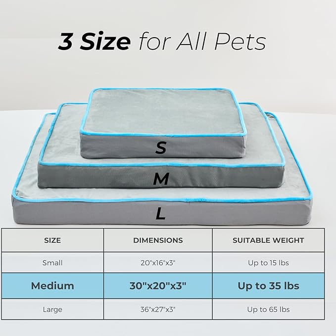 Dog Bed for Medium Dogs-Air Fiber Core 100% Breathable Cover(30x20x3 Inch)