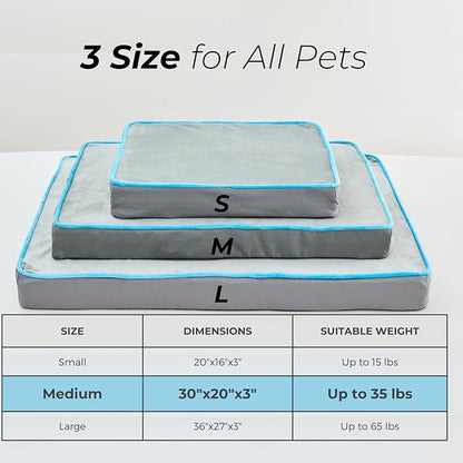 Dog Bed for Medium Dogs-Air Fiber Core 100% Breathable Cover(30x20x3 Inch)