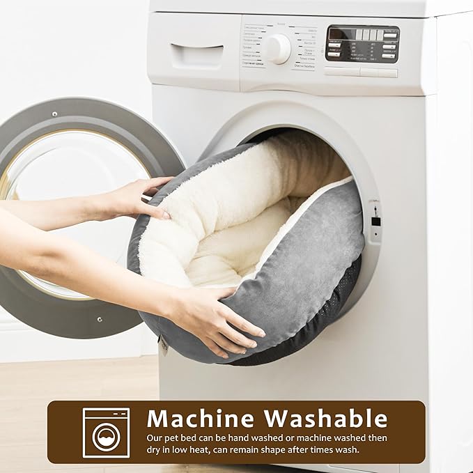 Love's cabin Round Donut Cat and Dog Cushion Bed 30in Pet