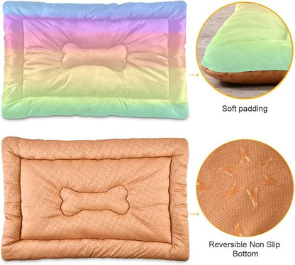 Rainbow Pastel Pet Bed Pad Soft Dog Bed Mat with Anti-Slip Bottom