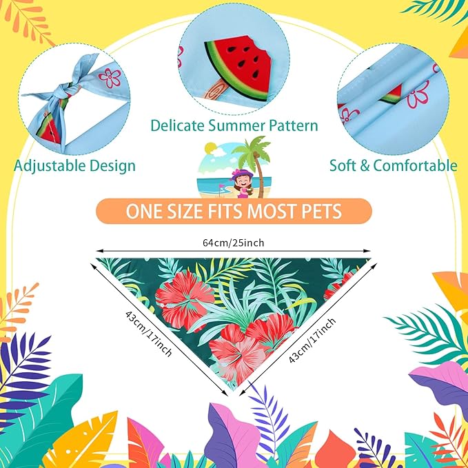 100 Pcs Hawaiian Dog Bandanas Bulk Summer Pet