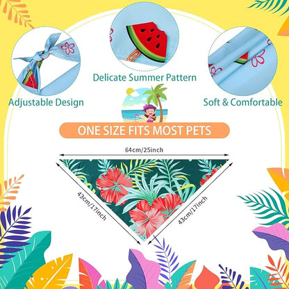 100 Pcs Hawaiian Dog Bandanas Bulk Summer Pet