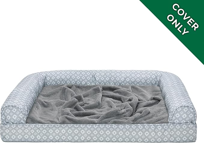 Furhaven Replacement Dog Bed Cover Plush & Diamond Print Nest Top Sofa-Style