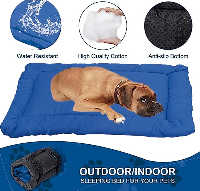 Outdoor Travel Dog Bed Waterproof Anti-Slip 1600D Nylon Cage,Blue,36"x25"