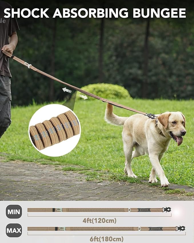 Joytale Tactical Dog Leash Heavy Duty 4-6FT Shock 2 Padded