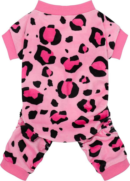 Paiaite Dog Pajamas Onesie: Comfortable Four-Legged Apparel for Small, Medium, & Large Dogs, Polyester Material for Comfort, Wrinkle Resistance, Moisture Wicking, and Stretchiness Pink Leopard L