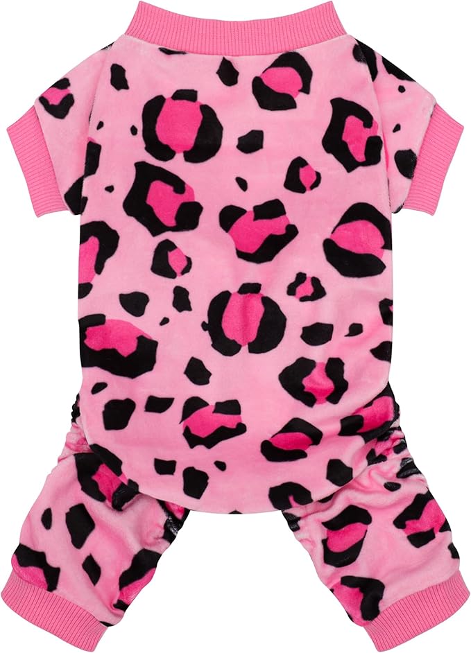 Paiaite Dog Pajamas Onesie: Comfortable Four-Legged Apparel for Small, Medium, & Large Dogs, Polyester Material for Comfort, Wrinkle Resistance, Moisture Wicking, and Stretchiness Pink Leopard XL