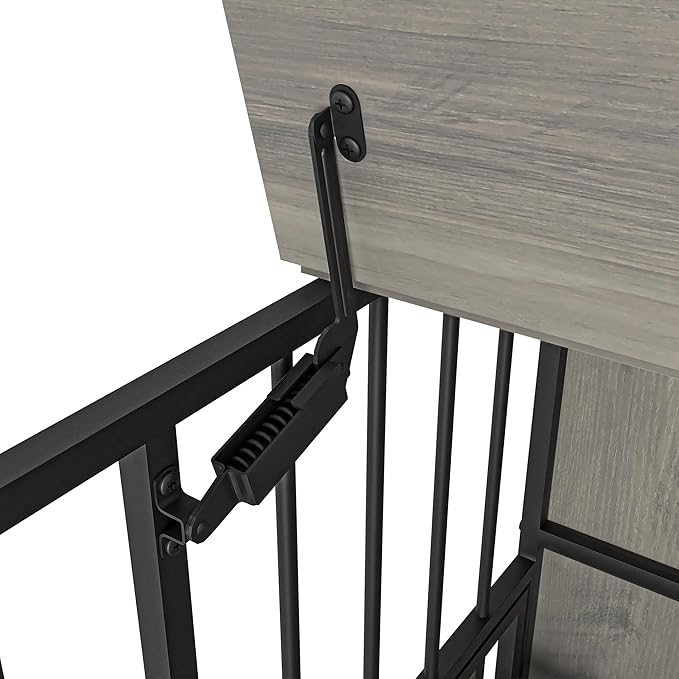 NicBex Dog Crate Furniture Dog Cage with 360 Degree Rotation Height Adjustable Feeding Bowls