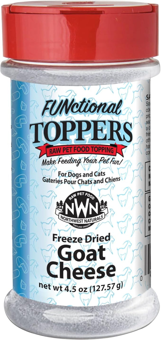 Northwest Naturals Freeze-Dried Goat Cheese Functional Topper - for Dogs & Cats - Healthy, 1 Ingredient, Human Grade Pet Food, All Natural - 4.5 Oz (Packaging May Vary)