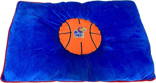 Pets First NCAA PET Bed- Kansas Jayhawks Soft & Cozy Plush Pillow Bed. - Sports Dog Bed. Cuddle, Warm Collegiate Mattress Bed for Cats & Dogs