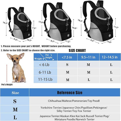 YESLAU Dog Backpack Carrier Pet Carrier for Small Medium Dogs Travel Bag Front Pack Breathable Adjustable with Safety Reflective Strips for Hiking Outdoor Cats