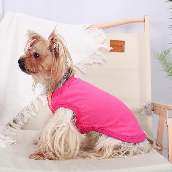 Dog Shirt Vest Clothes for Small Dogs Boy Girl Summer Solid Stretchy Puppy T-Shirts Soft Cool Breathable Lightweight Dog Sweatshirt Pet Cat Outfit