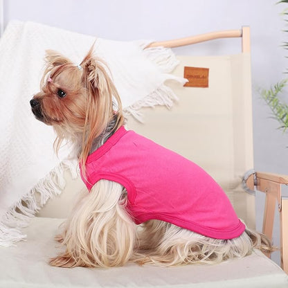 Dog Shirt Vest Clothes for Small Dogs Boy Girl Summer Solid Stretchy Puppy T-Shirts Soft Cool Breathable Lightweight Dog Sweatshirt Pet Cat Outfit