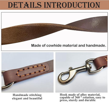 Leather Short Dog Leash 12" 360º Heavy