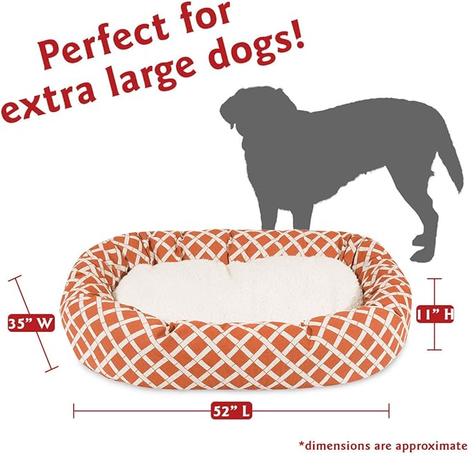 52 inch Burnt Orange Bamboo Sherpa Bagel Dog Bed