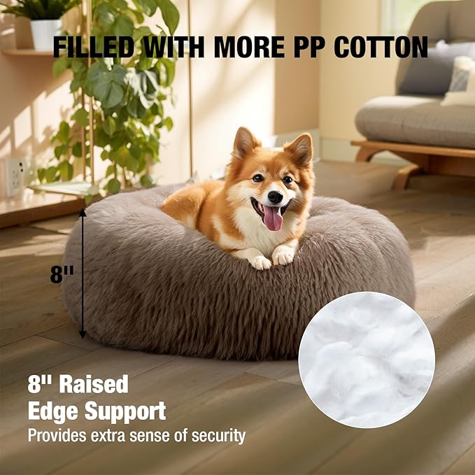 Veehoo Calming Dog Bed for Large Medium Dogs 45 lbs 30", Camel