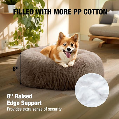 Veehoo Calming Dog Bed for Large Medium Dogs 45 lbs 30", Camel