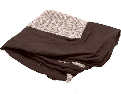 Furhaven Replacement Dog Bed Cover Two-Tone Faux Fur & Suede L Shaped Chaise