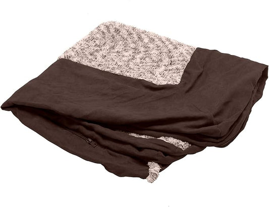 Furhaven Replacement Dog Bed Cover Two-Tone Faux Fur & Suede L Shaped Chaise