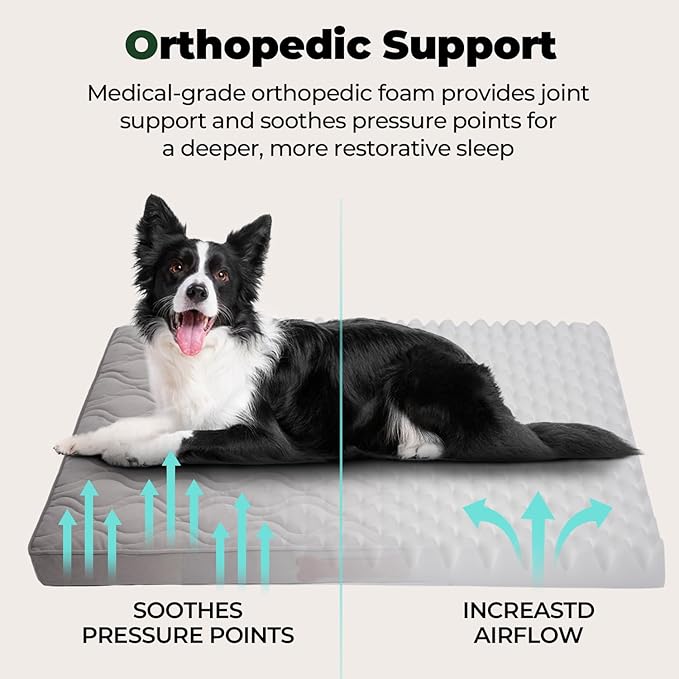 BALANCE Dog Crate Bed，Water-Resistant Orthopedic Dog Beds with Nonskid Bottom