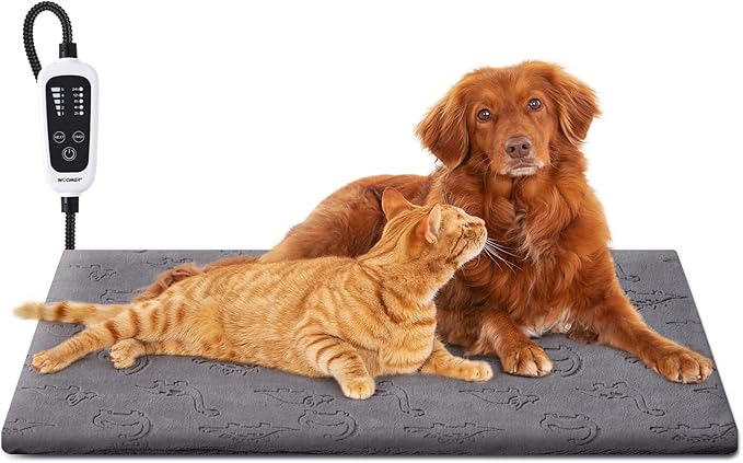 WOOMER Pet Heating Pad for Cats and Dogs, Includes Two Covers, Heated Bed with Steel-Wrapped Cord, Waterproof and Chew-Resistant, 35”×24” XL Size for Large Dogs