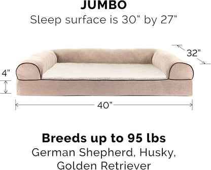 Furhaven Memory Foam Dog Bed for Large Dogs w/ Removable Bolsters & Washable Cover 95 lbs