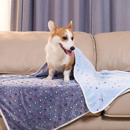 Luciphia 1 Pack 3 Blankets Super Soft Cute Dot Pattern Pet Blanket Flannel Throw for Dog Puppy Cat Dot Large(41x31), Blue