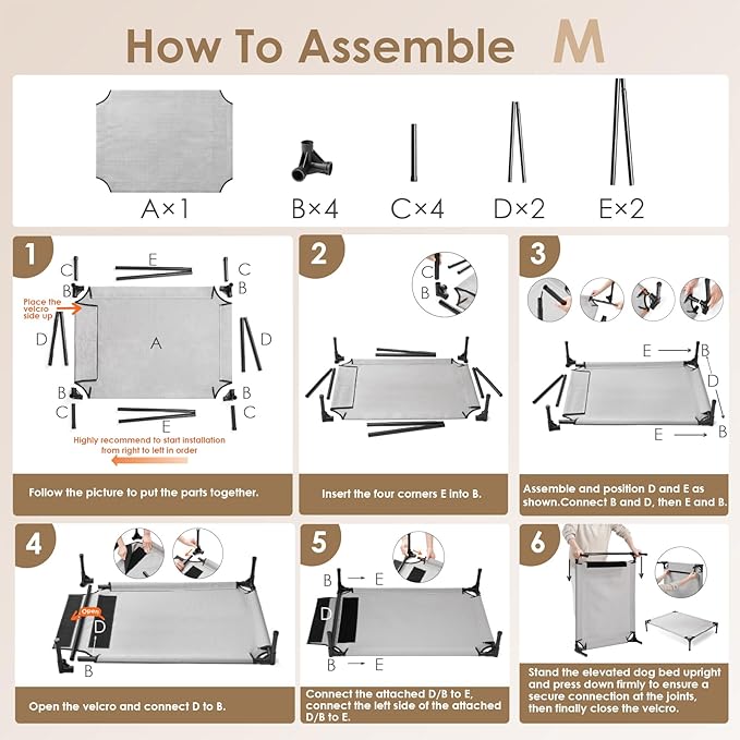 EHEYCIGA 36 Inch Elevated Dog Cot Bed Medium