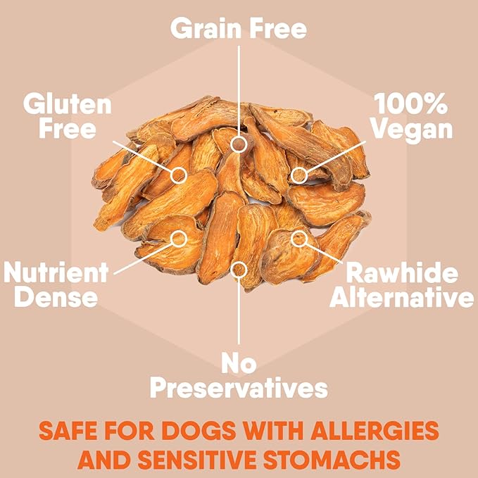 Davie's Sweet Potato Dog Treats - Healthy Dog Treats Made in USA Only, Natural Dog Treats, Healthy Dog Chews, Low Fat Dog Treats, 0.5 lb. Bag