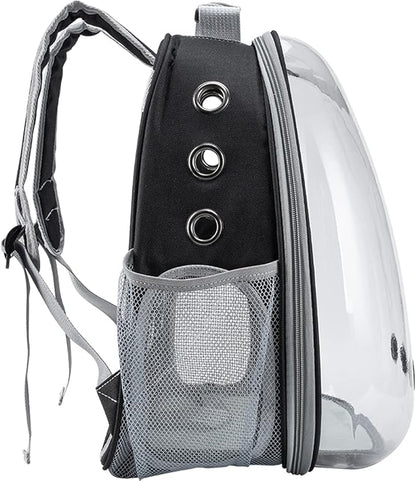 Cat Backpack Carrier Bubble Bag, Space Capsule Pet Carrier for Small Dogs and Cats, Clear Bubble Backpack for Hiking, Travel and Outdoor Use - Black (D-BPCatshape)