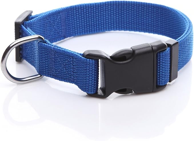 Adjustable Nylon Dog Collar, pet collar 1 Inch 3/4 Inch 5/8 Inch Wide, for Large medium Small Dogs(5/8 Inch, Blue)