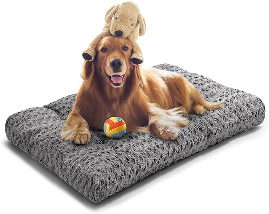 VERZEY Dog Beds Crate Pad Mat for Large Dogs (42" L 28" W,Gray)