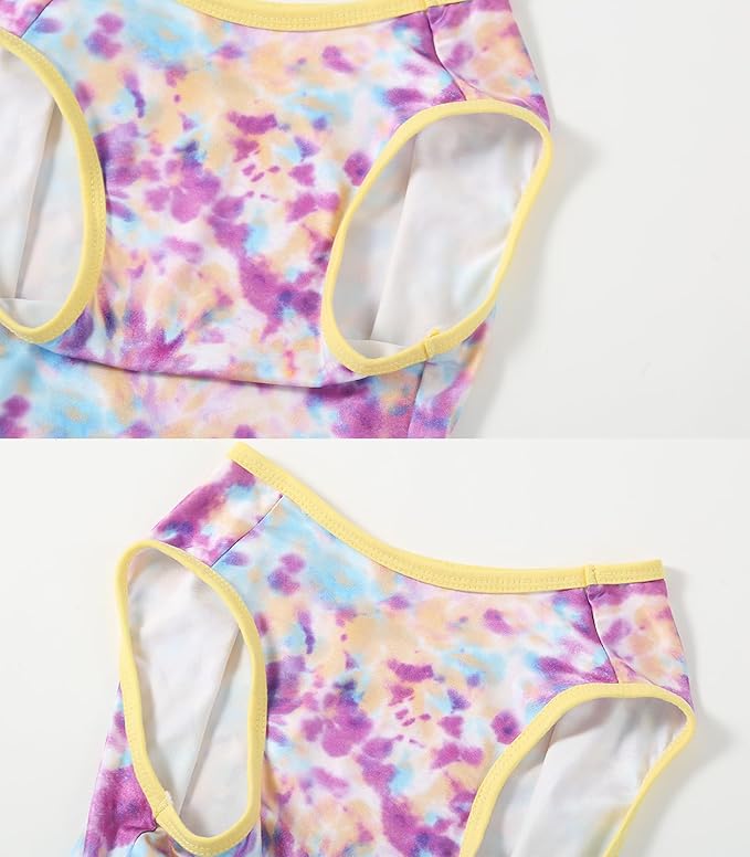 Dog Tie dye Sleeveless T Shirt Purple Yellow Printed Dogs Vest Shirt Pajamas Breathable Stretchy Summer Clothes for large Dog Boys Girls（X-Large,Purple）