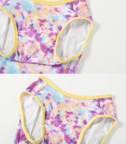 Dog Tie dye Sleeveless T Shirt Purple Yellow Printed Dogs Vest Shirt Pajamas Breathable Stretchy Summer Clothes for Large Dog Boys Girls（Large,Purple）