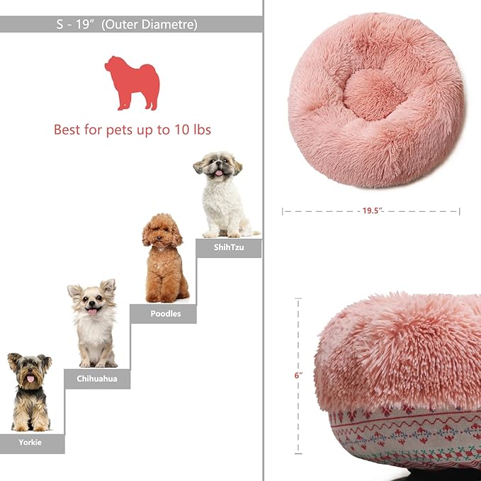 Puppy Beds for Small Dogs Washable19 Inches Pink 10 lbs
