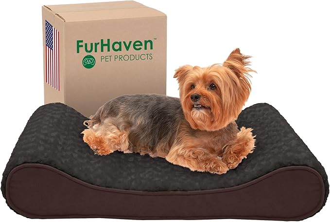 Furhaven Memory Foam Dog Bed for Medium/Small Dogs w/ Removable Washable Cover 23 lbs