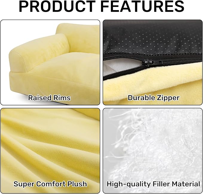 Hollypet Fluffy Plush Pet Sofa Soft Calming Pet Sofa Beds for Medium Small Cats and Dogs