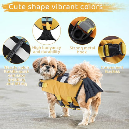 Gyuzh Dog Life Jacket for Swimming,Dog Life Vest for Swimming Boating,Dog Flotation Vest Hign Buoyancy,Shark Dog Swim Safety Vest,Dog Life Jacket with Rescue Handle for Small Medium Large Dogs