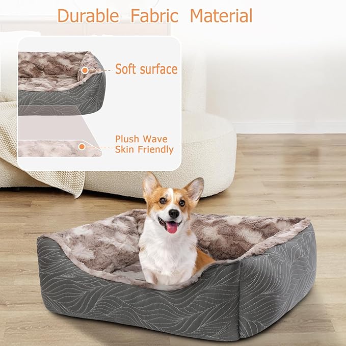 2 in 1 Dog Bed Washable Pet Cooling Beds for Large Medium Small Dogs Cats Orthopedic Reversible Washable Sofa Rectangle Durable Puppy Cuddler Soft Calming Sleeping Bed